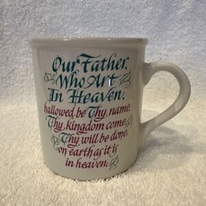 HALLMARK Mug Mates 1987 Lord's Prayer Double Sided Coffee Mug 3.5x3"